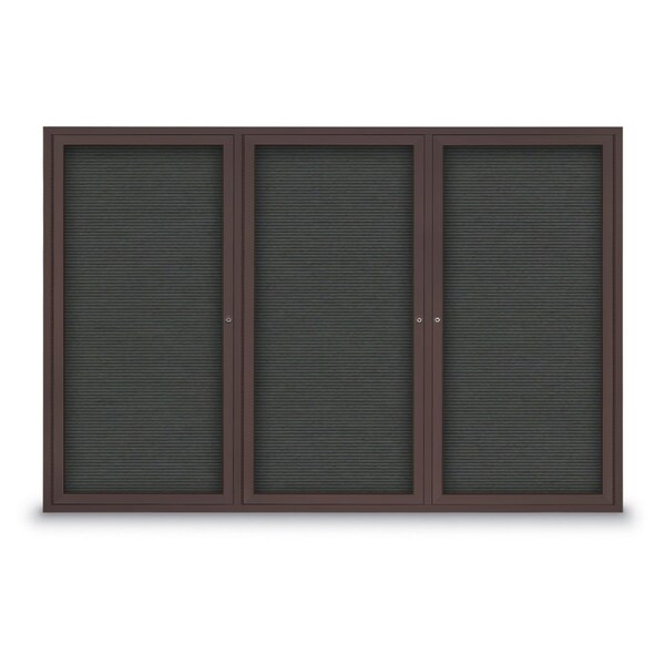 30"x36" 1-Door Enclosed Outdoor Letterboard, Grey Felt/Bronze Alum